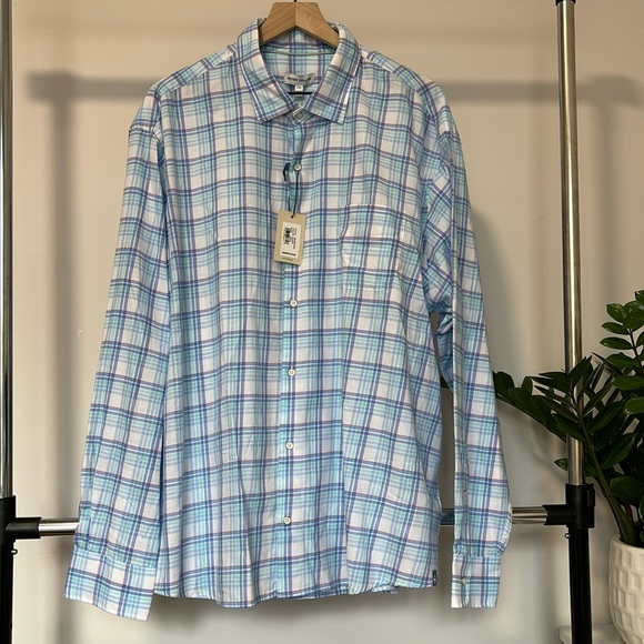 New Peter Millar Pearl Bay Cotton Sport Shirt Blue Sound - Picture 1 of 9